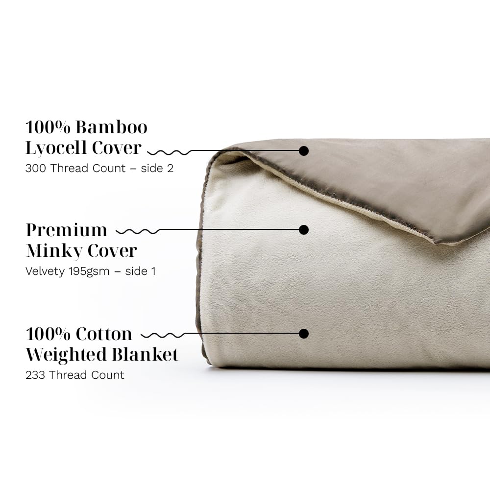 LUXOME Luxury Weighted Blanket for Adults: The Blanket That Holds You — 18 lb Weighted Blanket with Cooling Cover, Queen