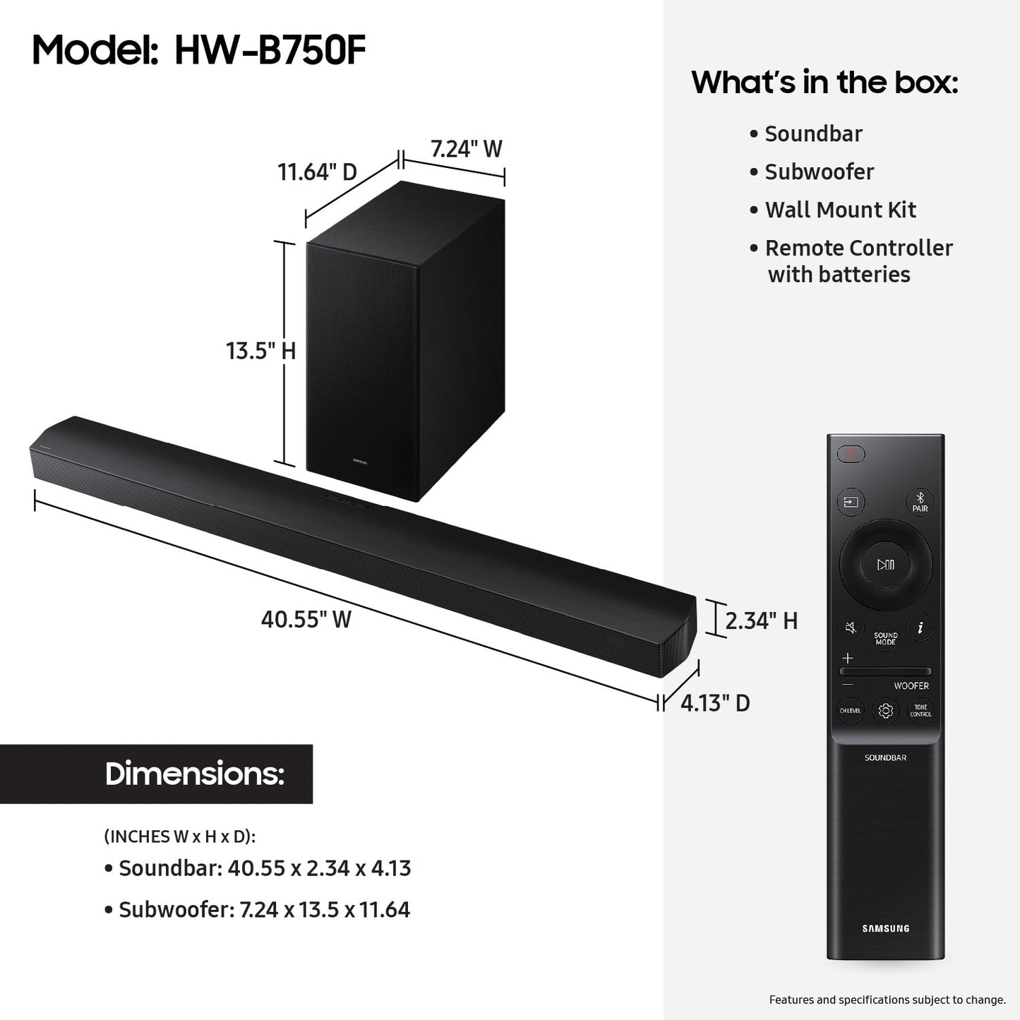 Samsung B-Series Soundbar: The Soundbar That Brings the Room Together — Samsung 3.1 Channel with Subwoofer