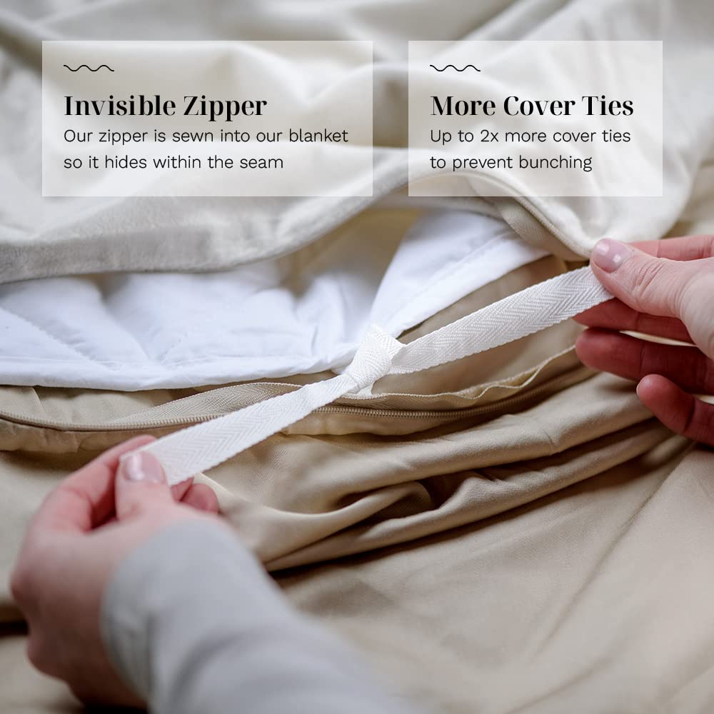 LUXOME Luxury Weighted Blanket for Adults: The Blanket That Holds You — 18 lb Weighted Blanket with Cooling Cover, Queen
