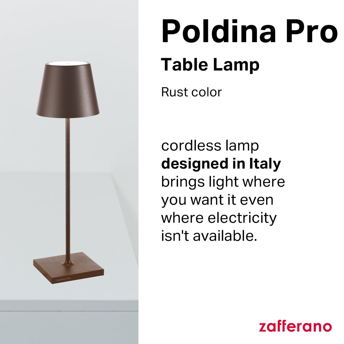 Zafferano, Poldina Pro Lamp: The Cordless Lamp That Anchors a Surface — Zafferano Poldina Pro, Rechargeable