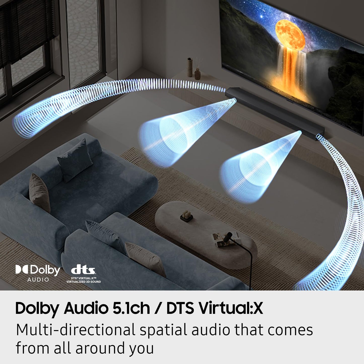 Samsung B-Series Soundbar: The Soundbar That Brings the Room Together — Samsung 3.1 Channel with Subwoofer