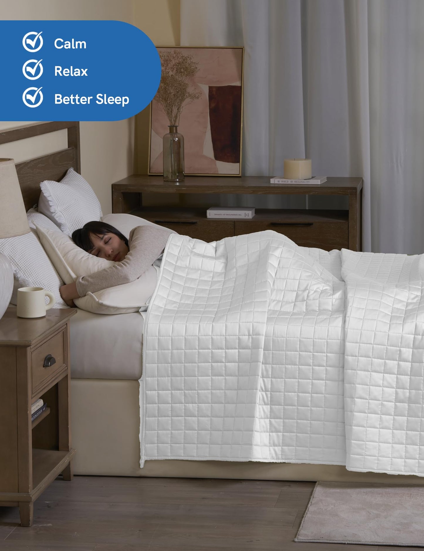 YnM Cooling Weighted Blanket: The Blanket That Holds You Without Cooking You — 15lb Bamboo-Derived Rayon, 48"x72"