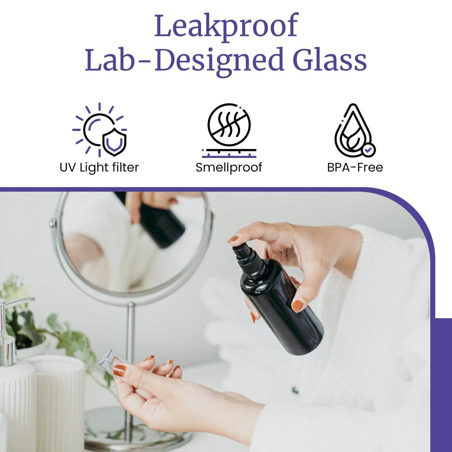 Infinity Jars 100 Ml (3.4 fl oz) Black Ultraviolet Glass Fine Mist Spray Bottle: The Bottle That Outlasts the Trend — Black UV Glass Fine Mist Sprayer