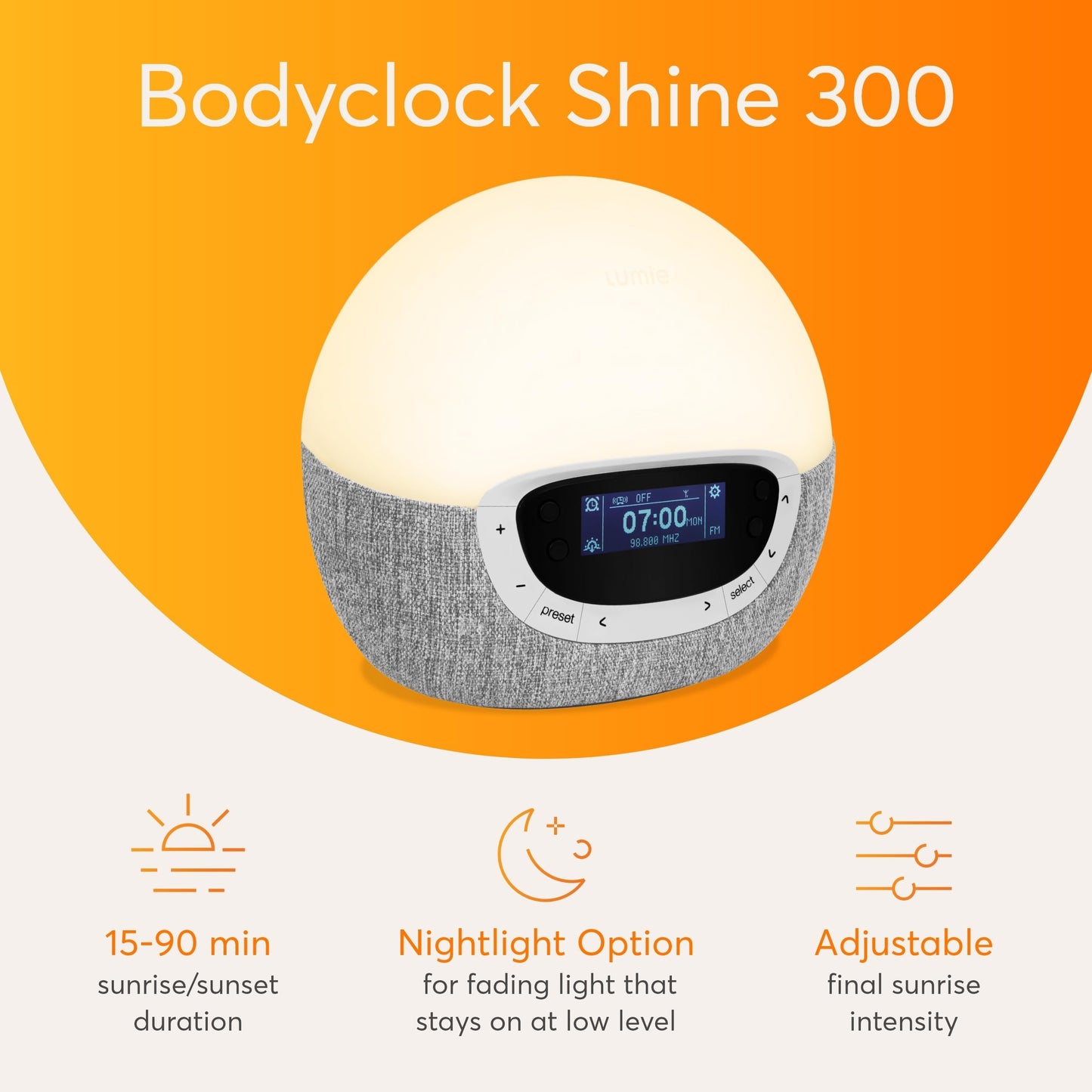 Lumie Bodyclock Shine 300 – Sunrise & Sunset Alarm Clock: The End of Being Startled Awake — Sunrise Alarm with Gradual Light