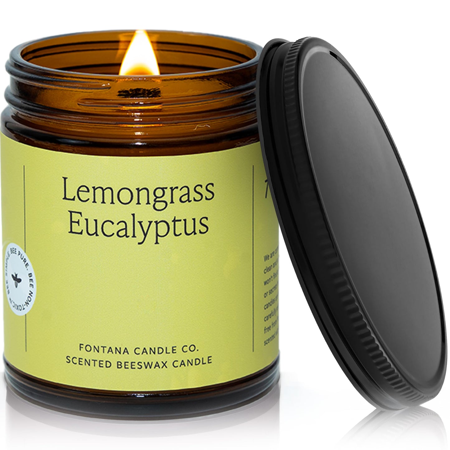 Fontana Candle Co Wood Wick Beeswax Jar Candle: The Candle That Marks the Evening — Beeswax Wood-Wick Candle, Lemongrass Eucalyptus